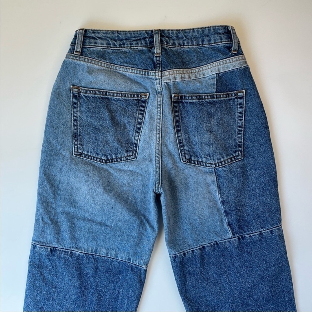 Free People High Rise Straight Leg Mom Jeans Patchwork Cotton Size 26 - Picture 8 of 14